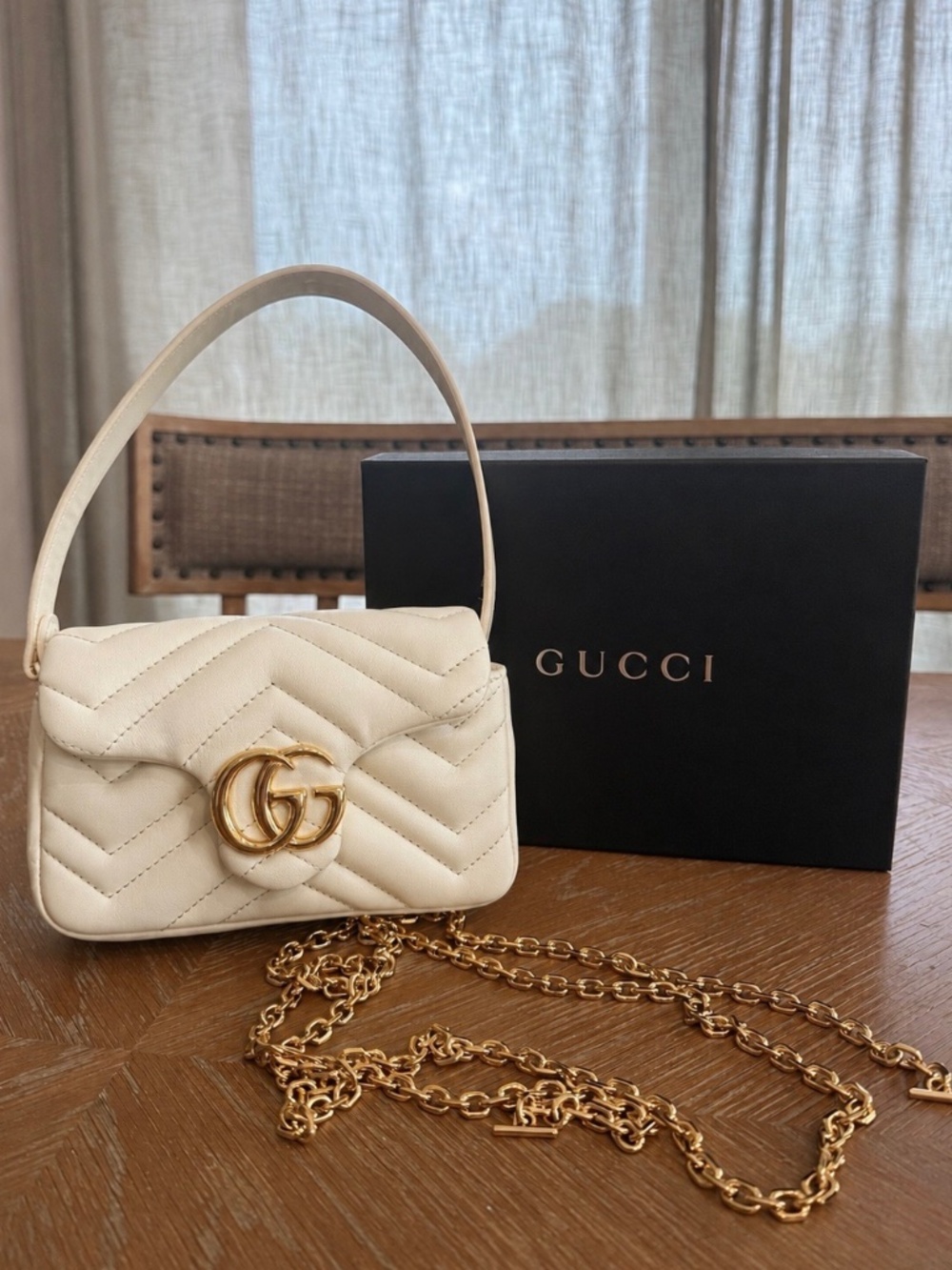 2026 Gucci GG Marmont Mini Shoulder Bag in Light Yellow Leather